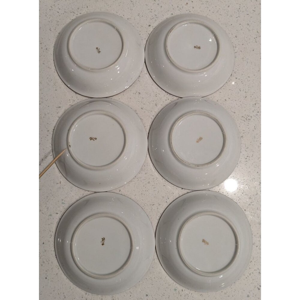 Six Kutani Bamboo design fruit bowls Eggshell China Japan Pre-1930 - Picture 9 of 13